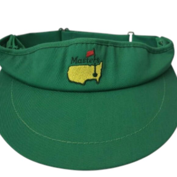 Vintage Masters Golf Green Visor Union Made In USA Adjustable Strap Buckle - Picture 1 of 11